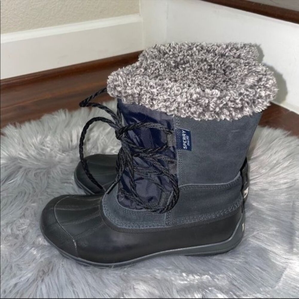 Sperry Quarter Boots Duck Boots Winter Black Size 6.5